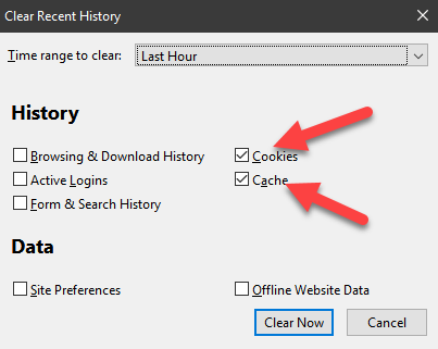 SAGE Knowledge Base (Public) > Clearing Cache and History in Firefox > Cache.png