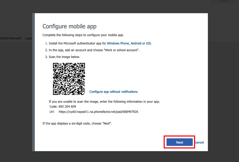 SAGE Knowledge Base (Public) > Setting up MFA for Office 365 Services > Screenshot_2020-02-25 Additional security verification.png